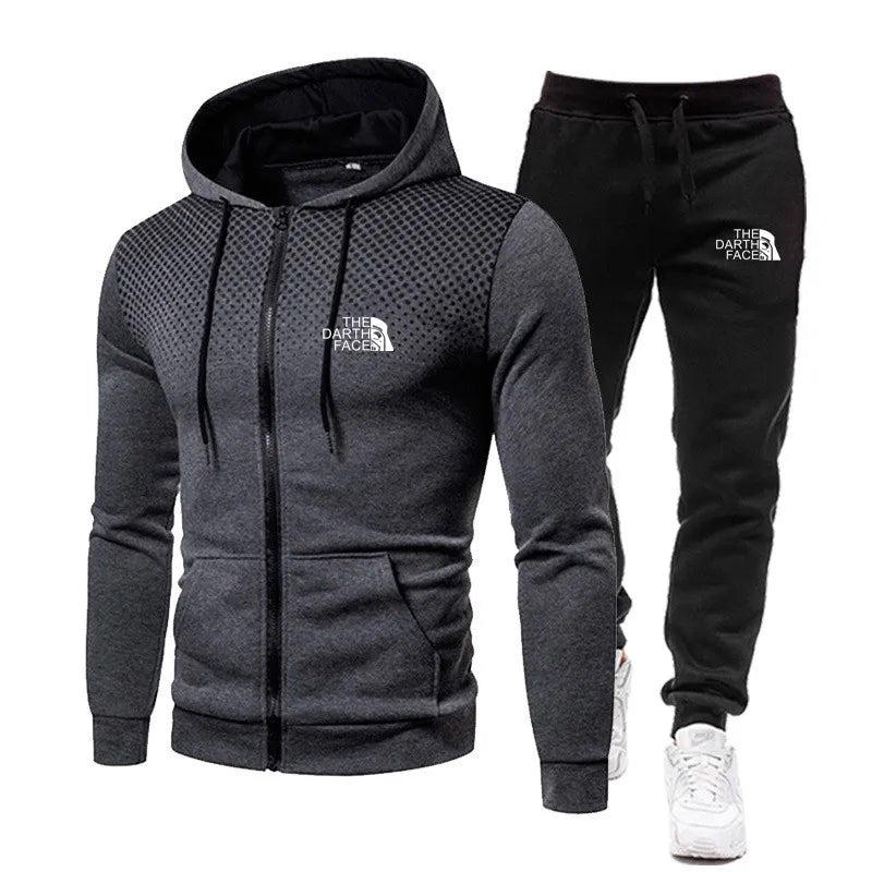 Spring and autumn new men's suit casual sportswear zippered hoodie+trousers two-piece fleece hoodie jacket men's sportswear